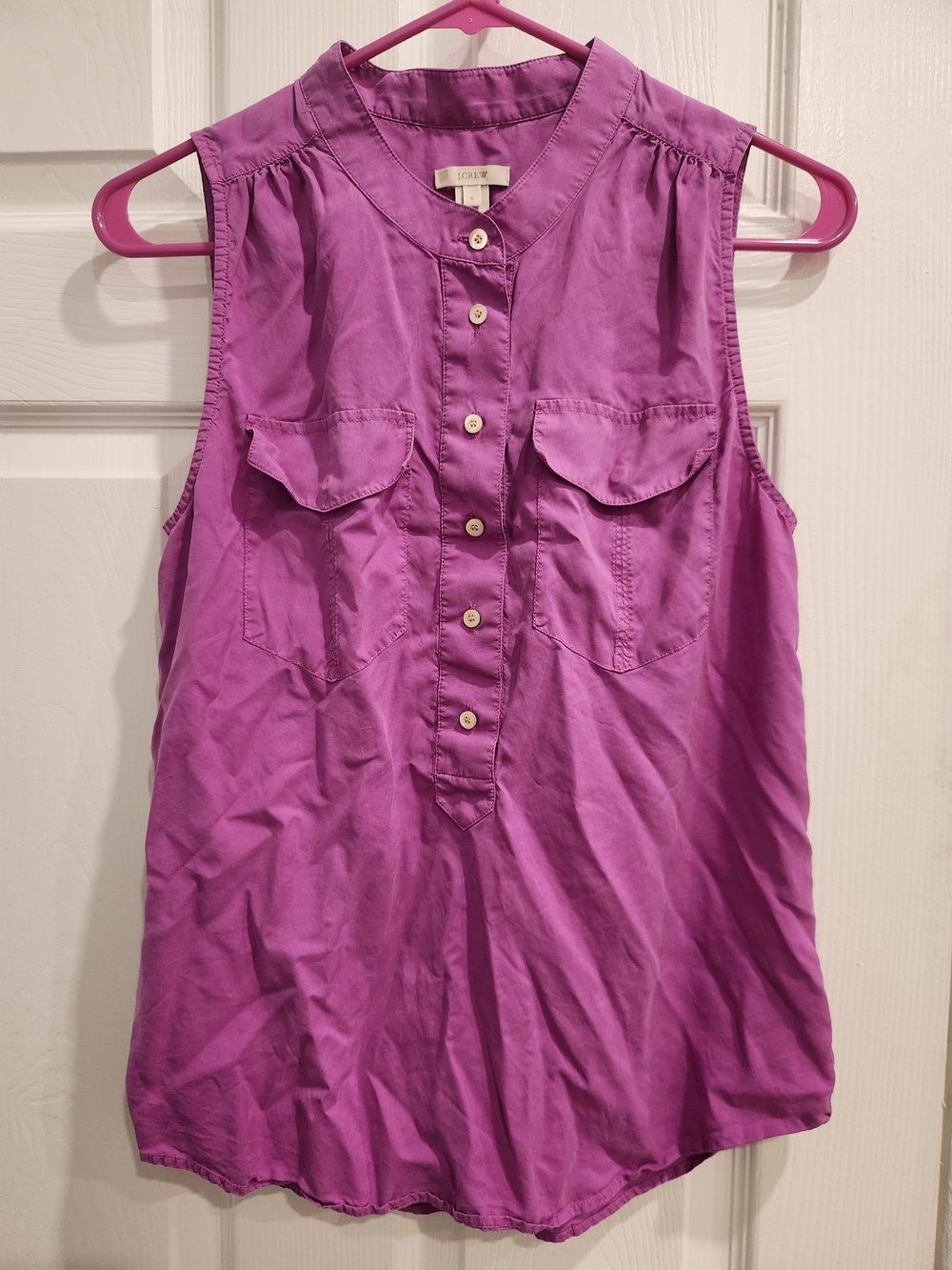J. Crew Sleeveless Button-Front Camisole in Vibrant Magenta